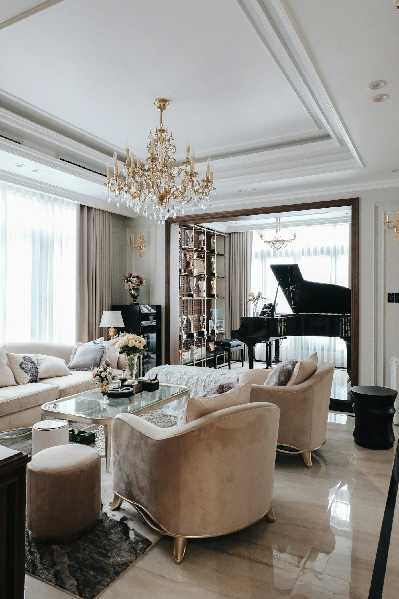 Styled Dubai holiday home interior — short-term rental apartment