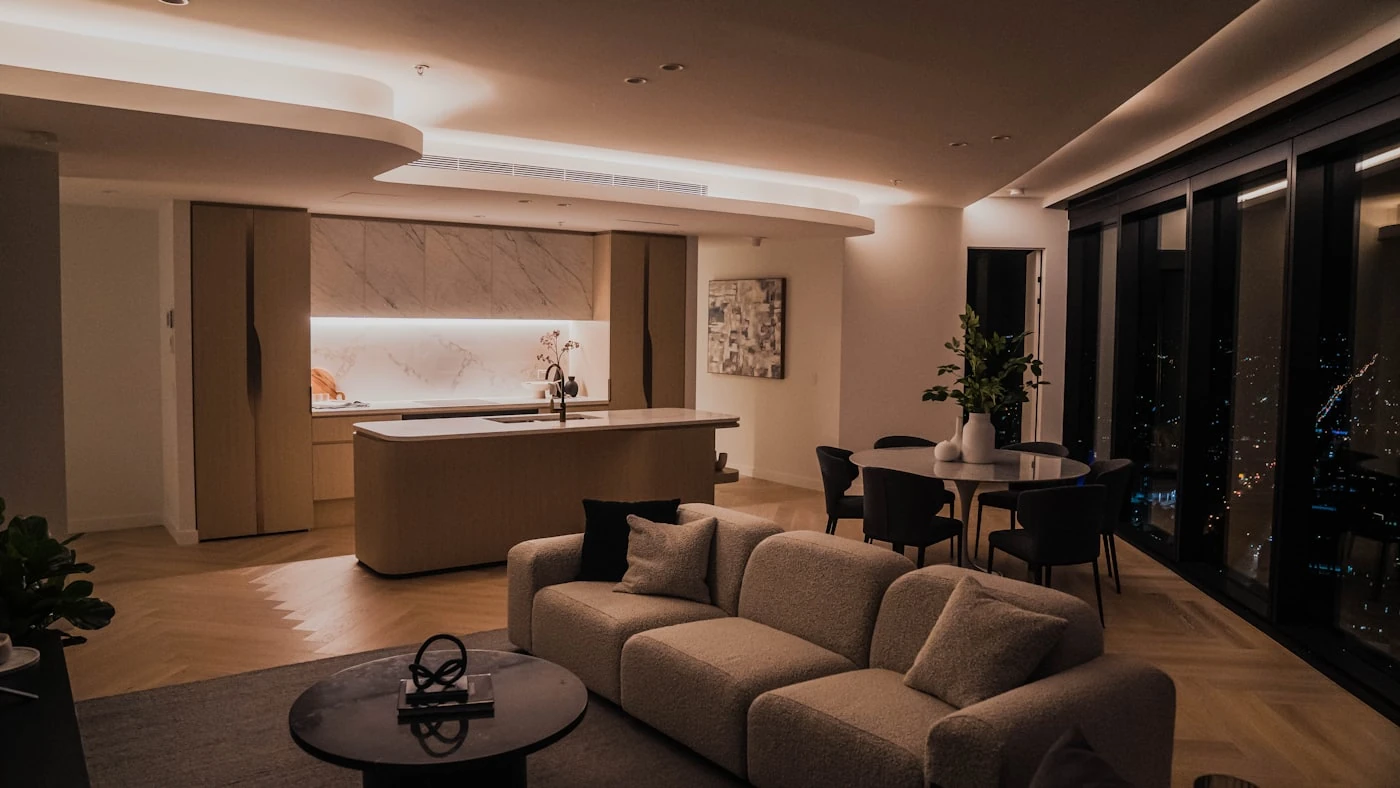 Dubai holiday home living space — furnished short-term rental